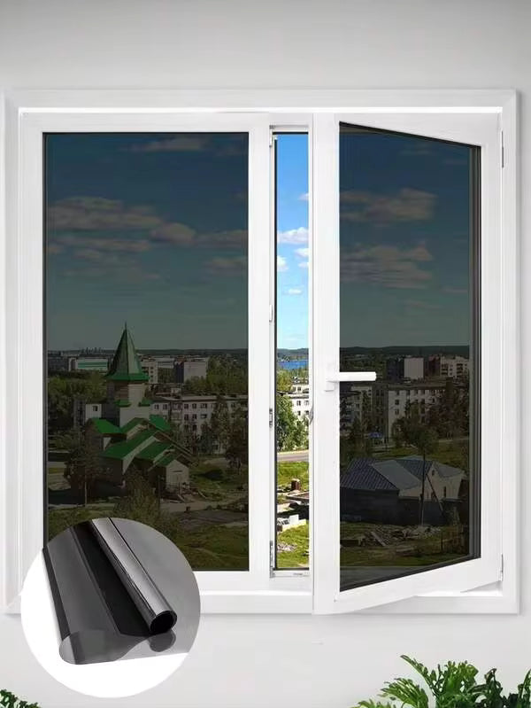 Black PVC Self Adhesive Privacy Window Film, Anti-Peeping Decorative Glass Sticker, Modern Holographic Window Covering For Home, Office, Kitchen, Indoor Decor