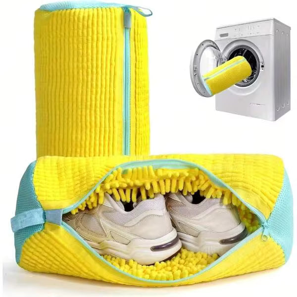 Durable Shoe Washing Bag Suitable For All Shoe Types - Sturdy Polyester Zipper Closure, Plush Lining Interior Protective Laundry Bag, Reusable, Great For Athletic, Sneakers And Casual Shoes